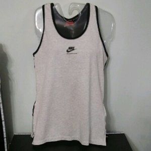 Nike International tank top - size Small.  Light gray, black trim, side splits